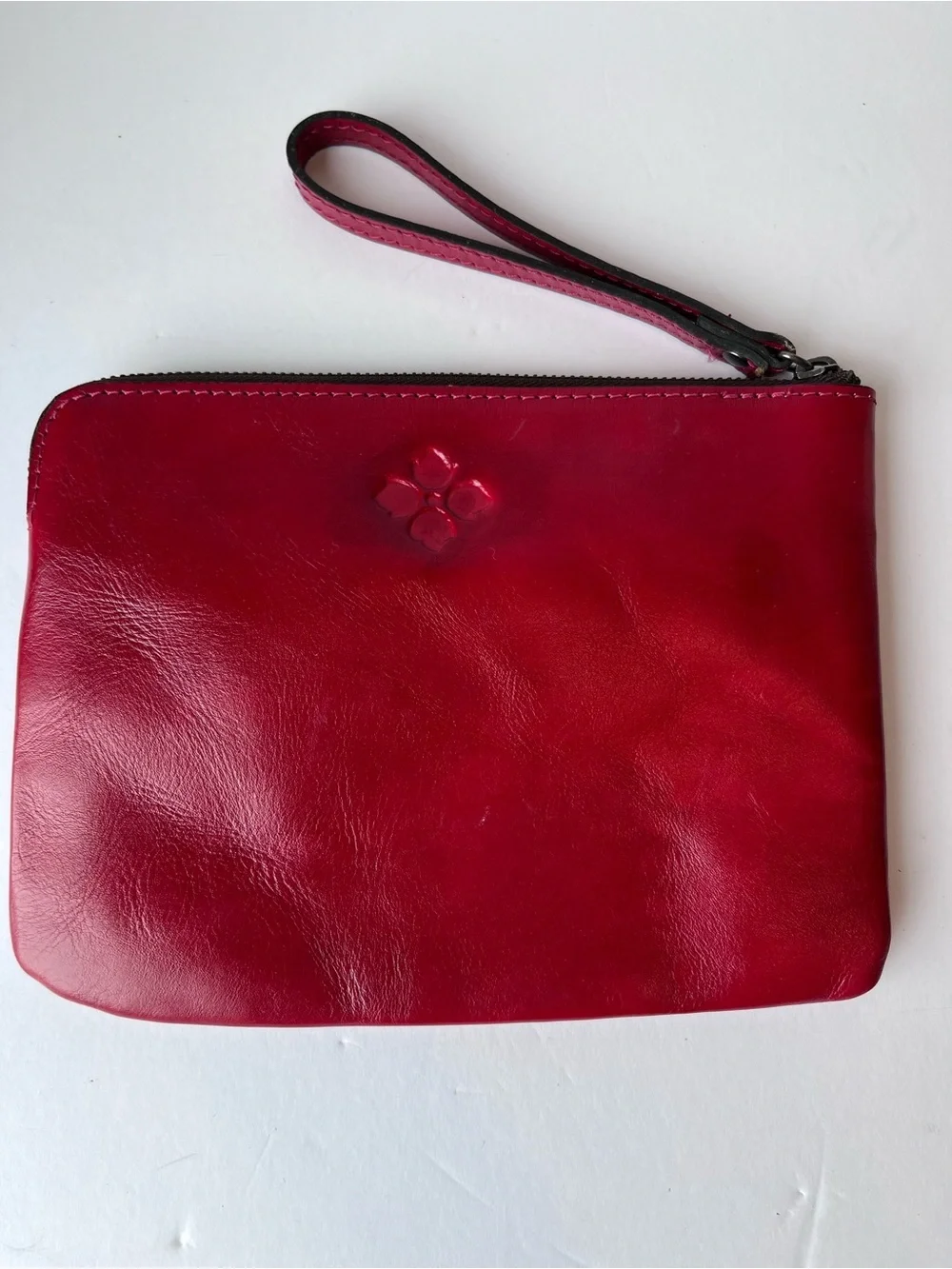 Patricia Nash Cassini Red Tooled Leather Wristlet